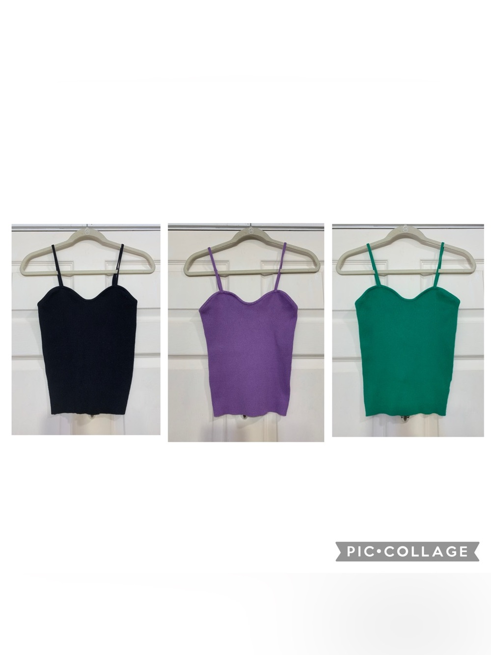 Petal Dew Black Purple Green Knit Tank Medium Camisoles.             3511